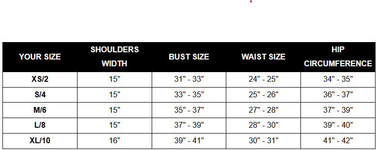 Product size guide