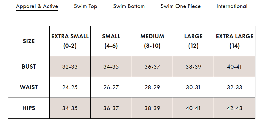 Product size guide