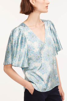 Astera Fleur Pleated Sleeve Blouse | Astera Fleur Turquoise Combo
