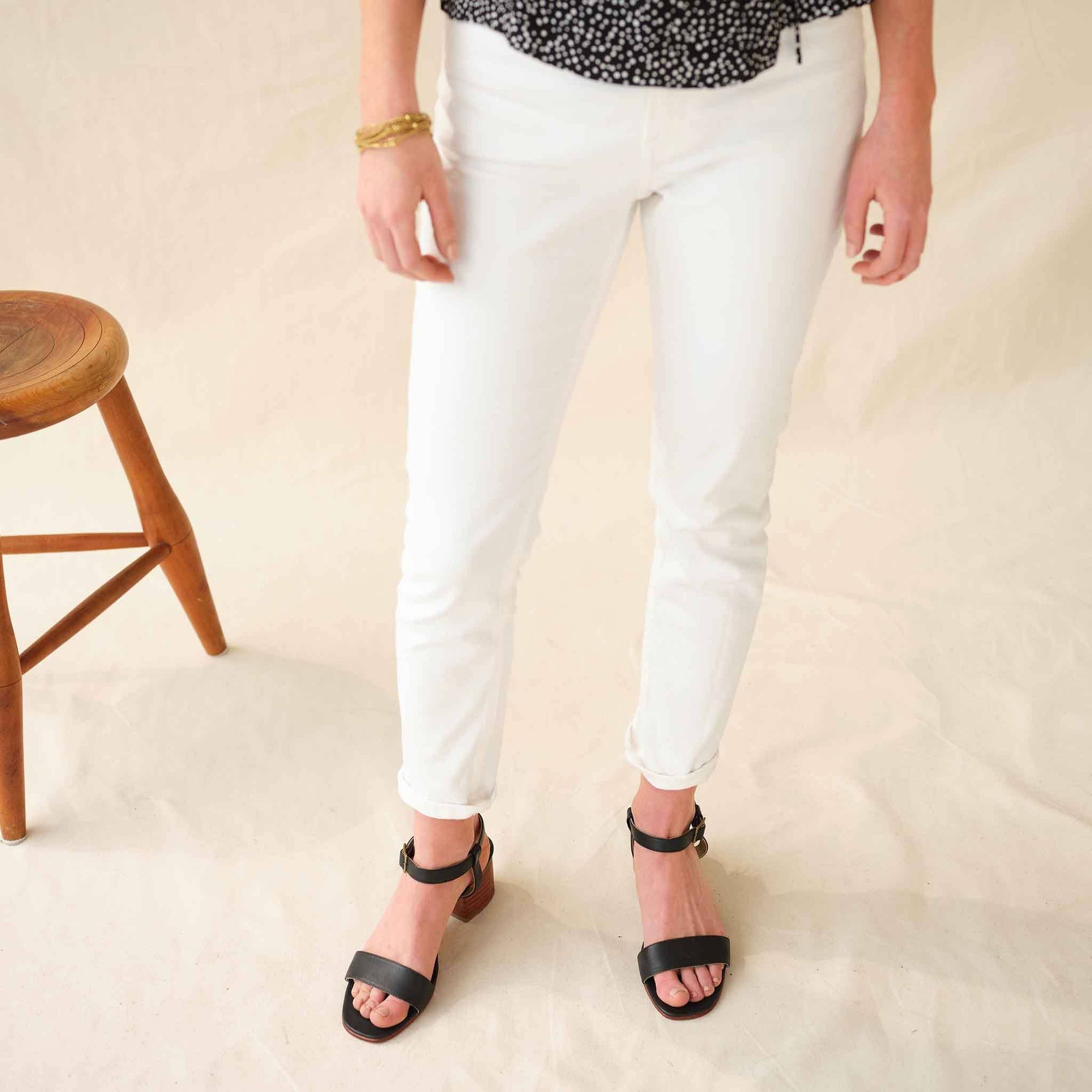 Lucia Block Heel Sandal Black Women's Leather Sandal Nisolo