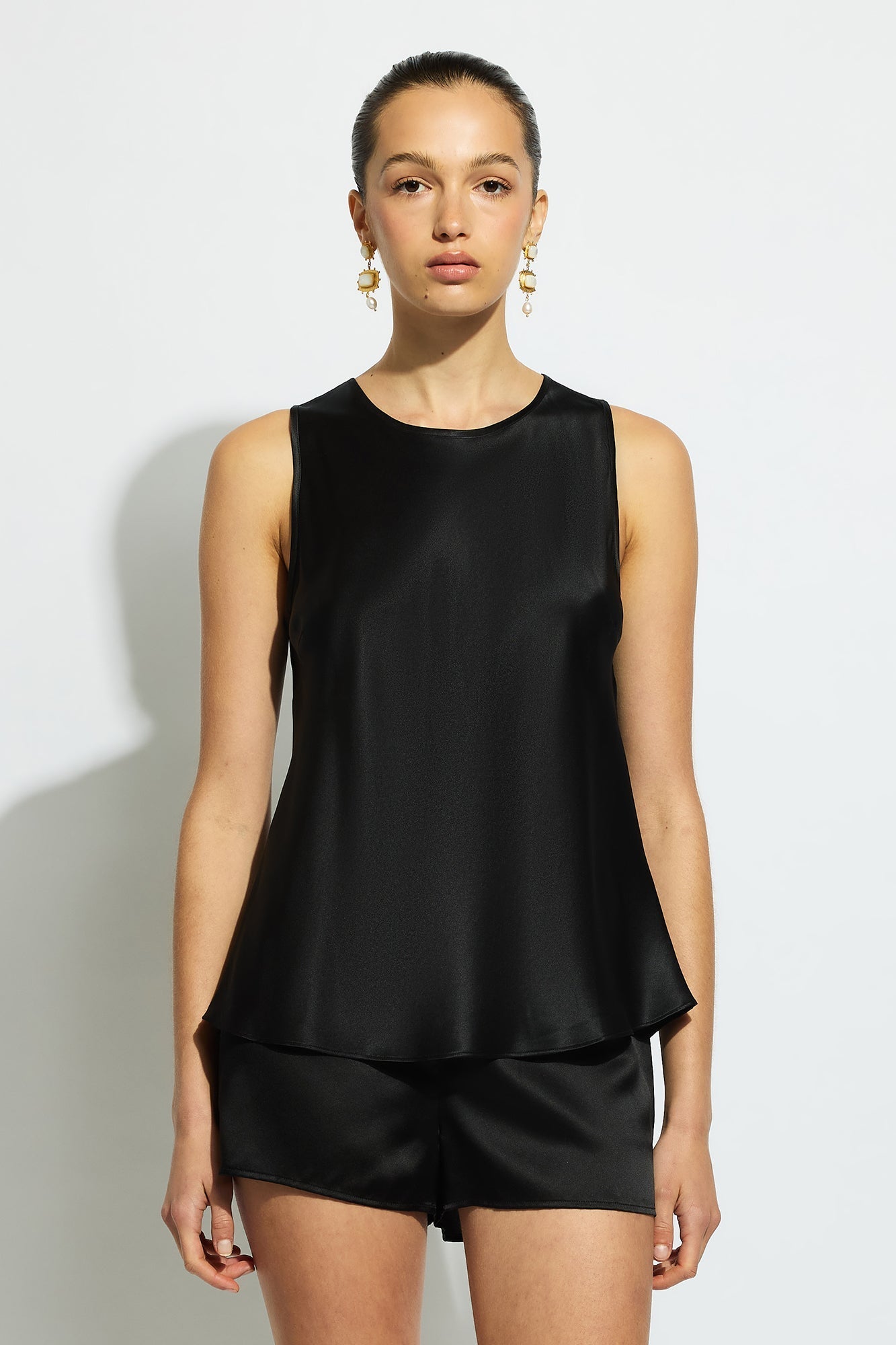The Pure Silk Singlet By GINIA In Black