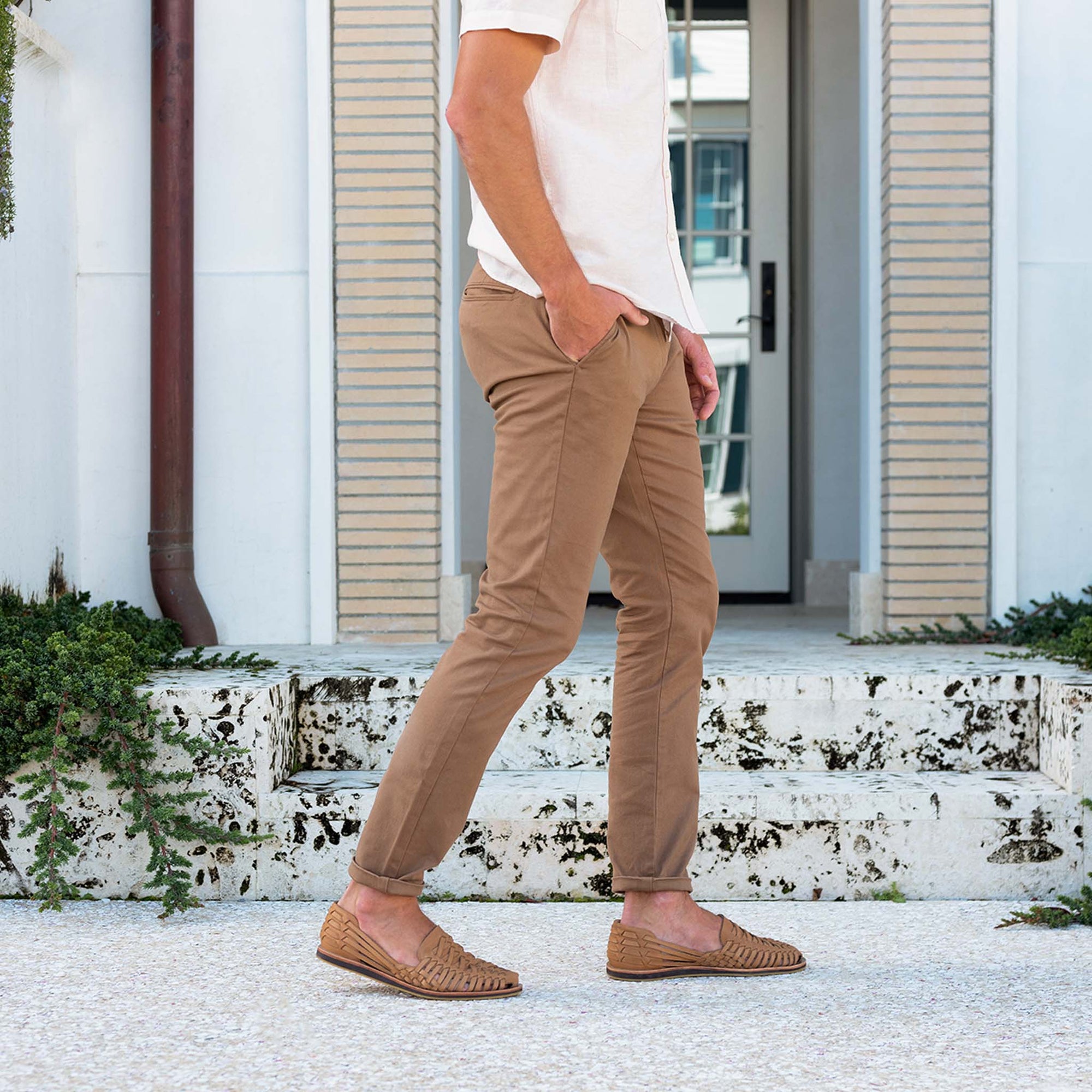 Image 2 of the Men's Huarache Sandal Almond Men's Leather Slip On Nisolo