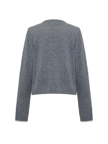 Layered Collar Soft Wool Cashmere Old Money Style Sweater | Grey