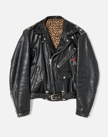 Upcycled Leather Biker Jacket | Black Cheetah