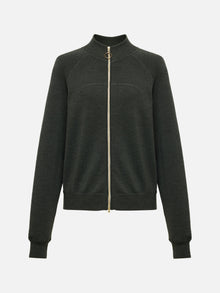 Worsted Wool Raglan Sleeve Straight Jacket | Green