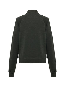 Worsted Wool Raglan Sleeve Straight Jacket | Green