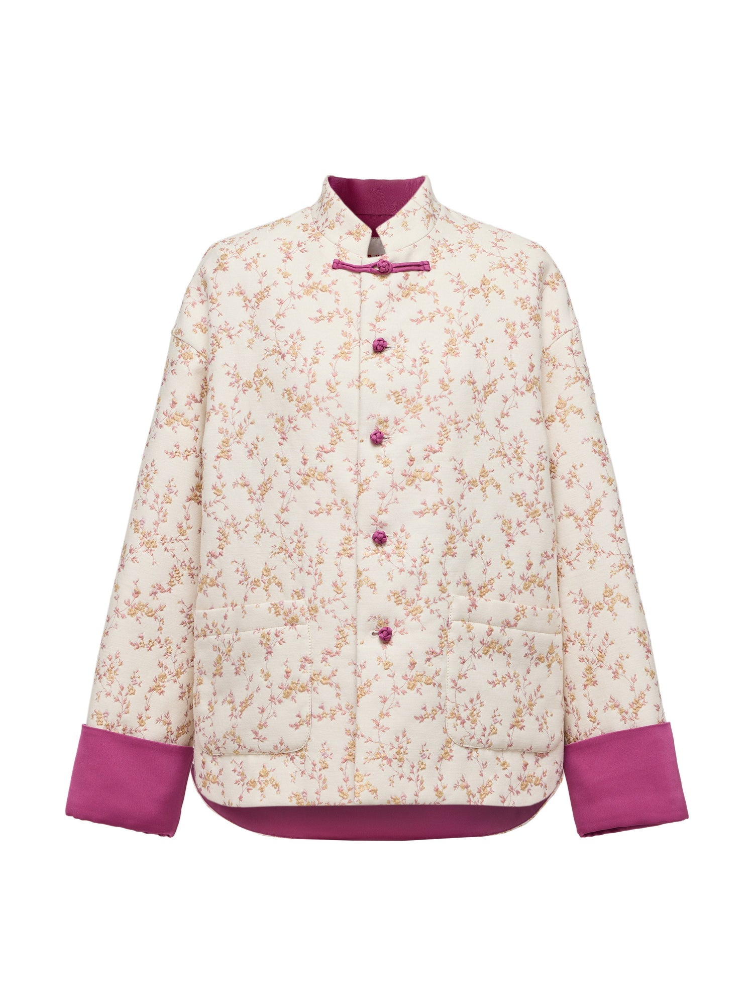 Floral-Print Quilted Jacket | Beige