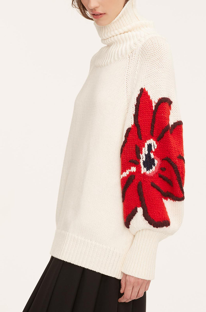 Botanical Intarsia Turtleneck | Strawberry Combo