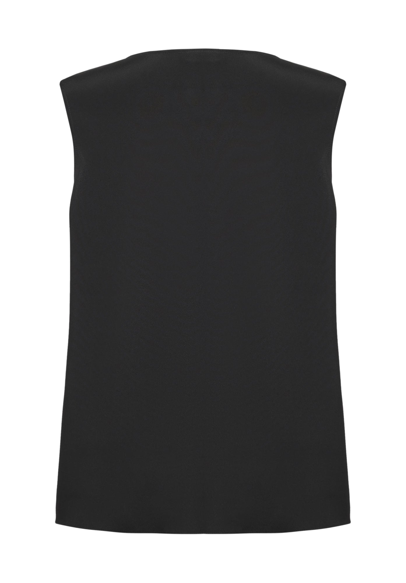 Silk Blend Sleeveless Straight-Fit Shirt | Black