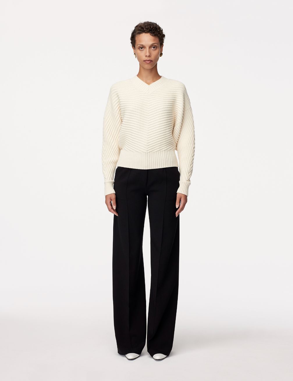 Another Tomorrow Merino Wool Dolman Sweater in Ivory – Wool Women's Knitwear