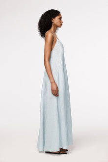 Another Tomorrow Seamed Slip Dress in Blue Stripe – Linen Women's Dress