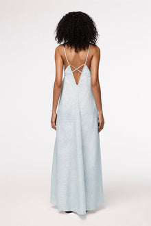 Another Tomorrow Seamed Slip Dress in Blue Stripe – Linen Women's Dress