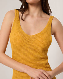 Womens | Linen Knit V-Neck Mini Dress | Burnt Sun