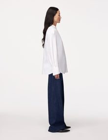 Another Tomorrow Detachable Bandana Blouse in White – Cotton Women's Top
