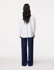 Another Tomorrow Detachable Bandana Blouse in White – Cotton Women's Top