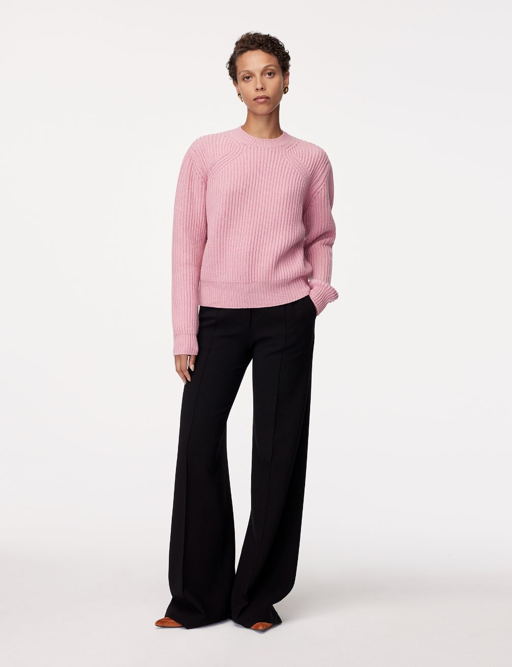 Another Tomorrow Cashmere Ribbed Sweater in Orchid – Cashmere Women's Knitwear