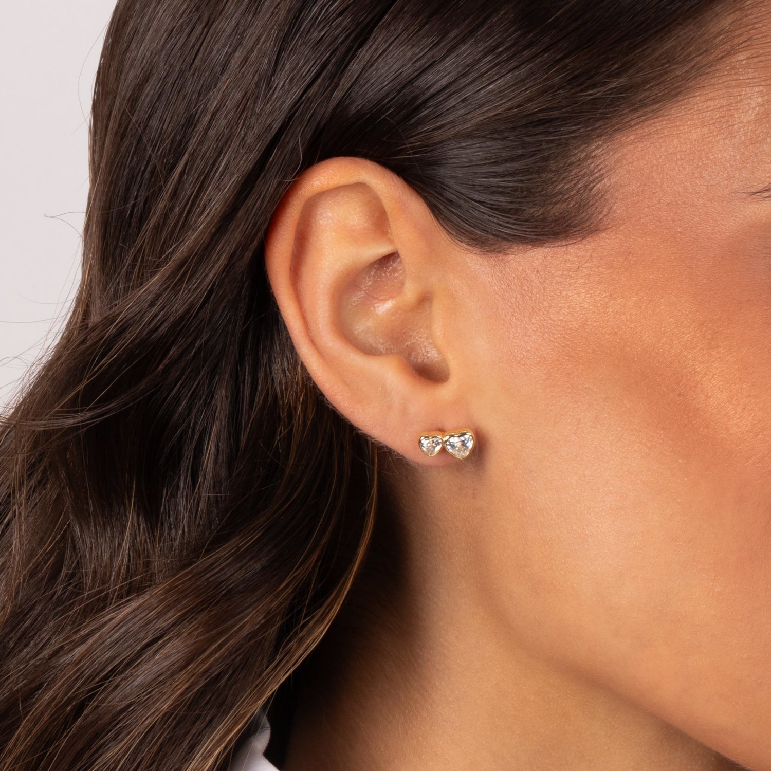 Multi CZ Heart Stud Earring - Adina's Jewels