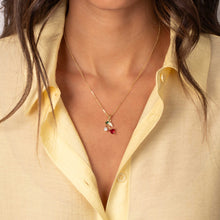 CZ Red & Green Heart Cherry Pendant Necklace - Adina's Jewels