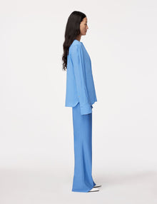 Another Tomorrow Panelled Blouse in Cornflower – Viscose Women's Top