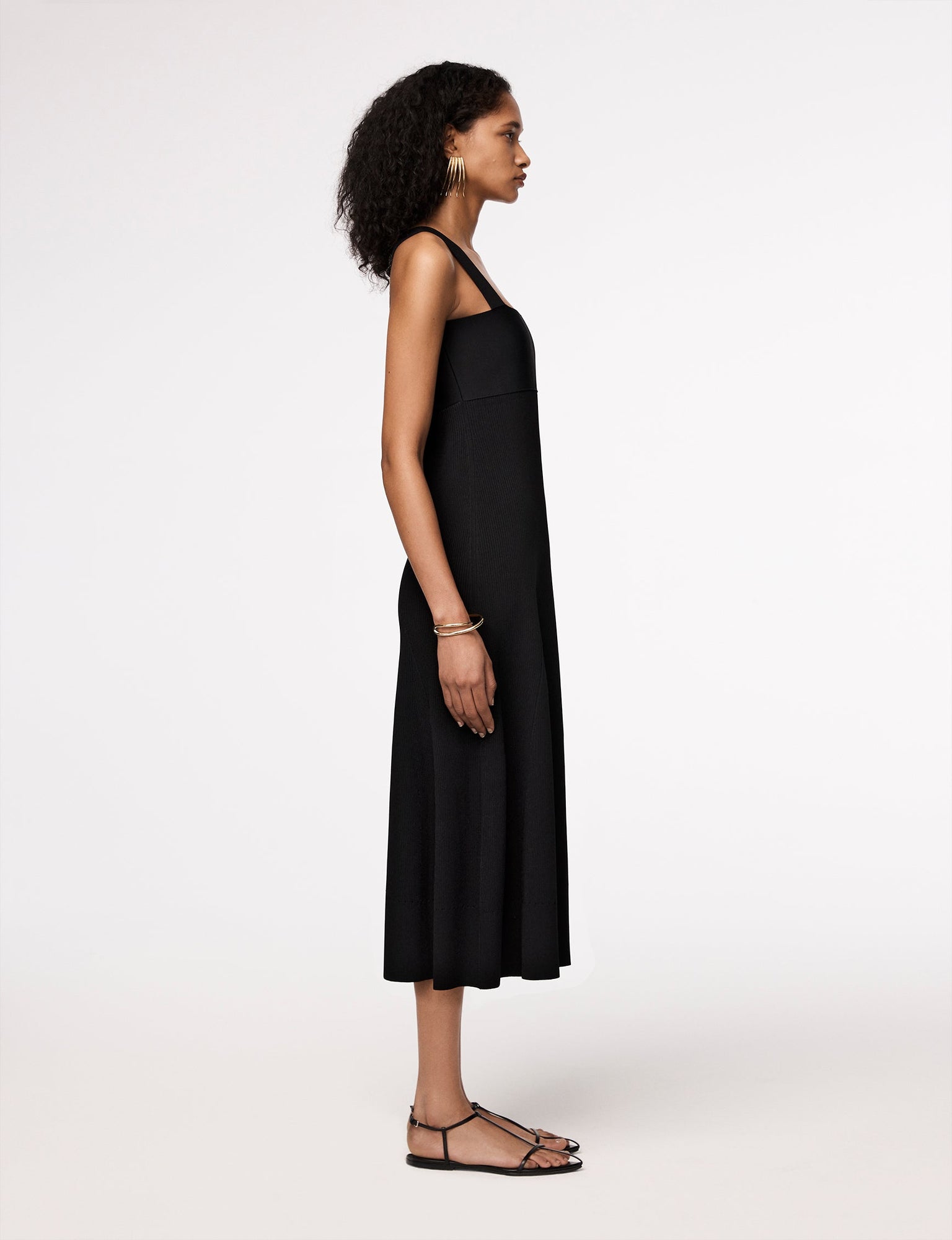 Another Tomorrow Flare Knit Dress in Black – Viscose Women's Dress