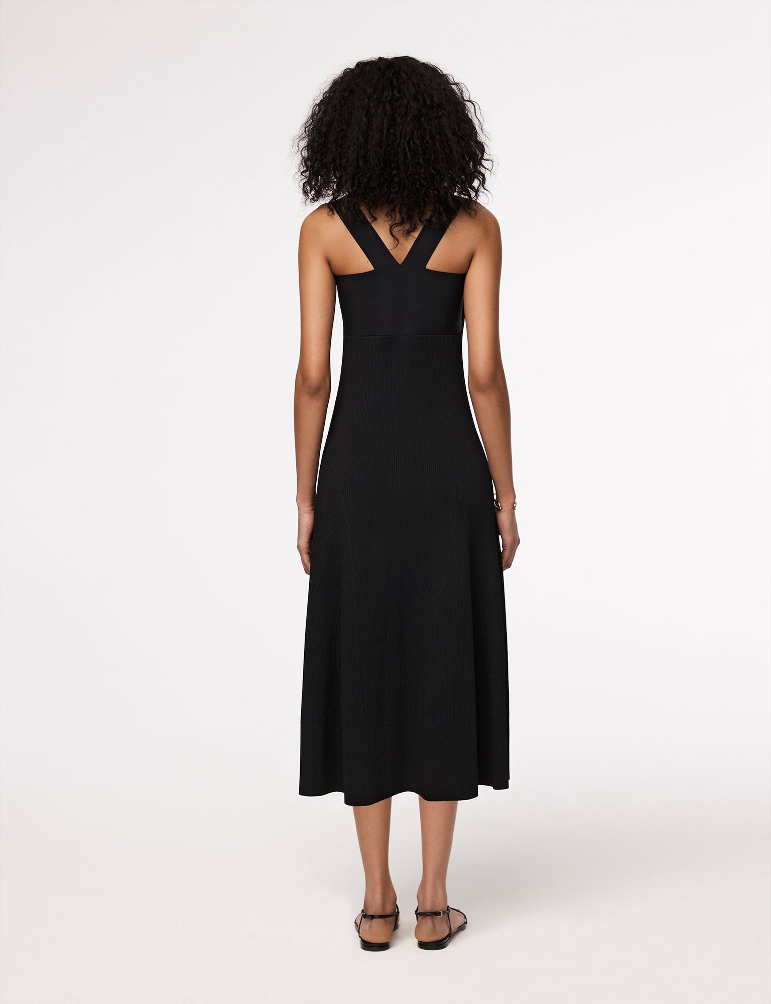 Another Tomorrow Flare Knit Dress in Black – Viscose Women's Dress