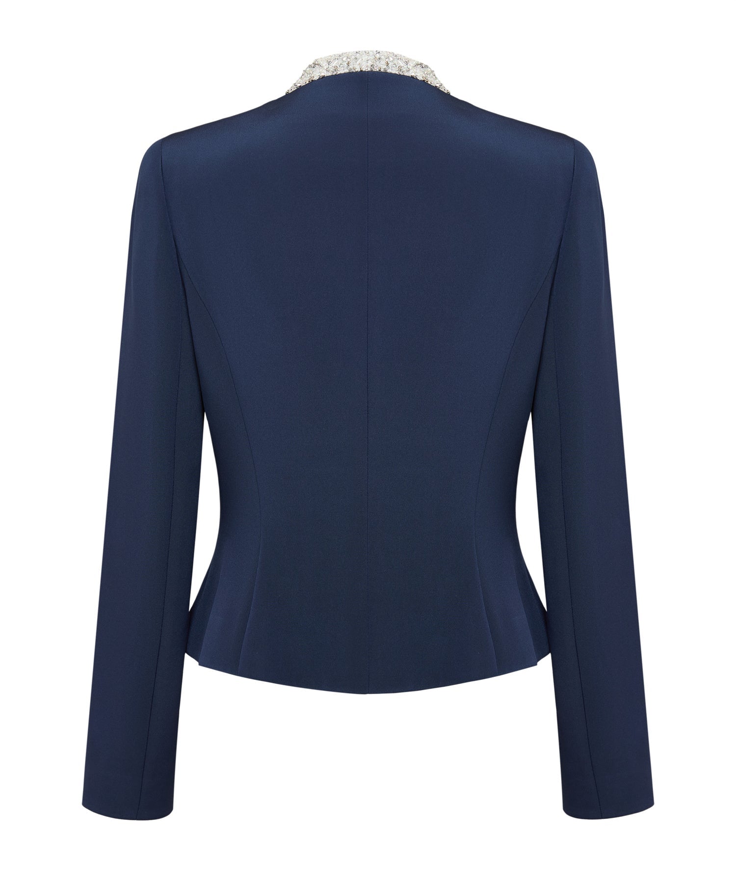 Heavy Silk Front-Closure Jacket | Navy