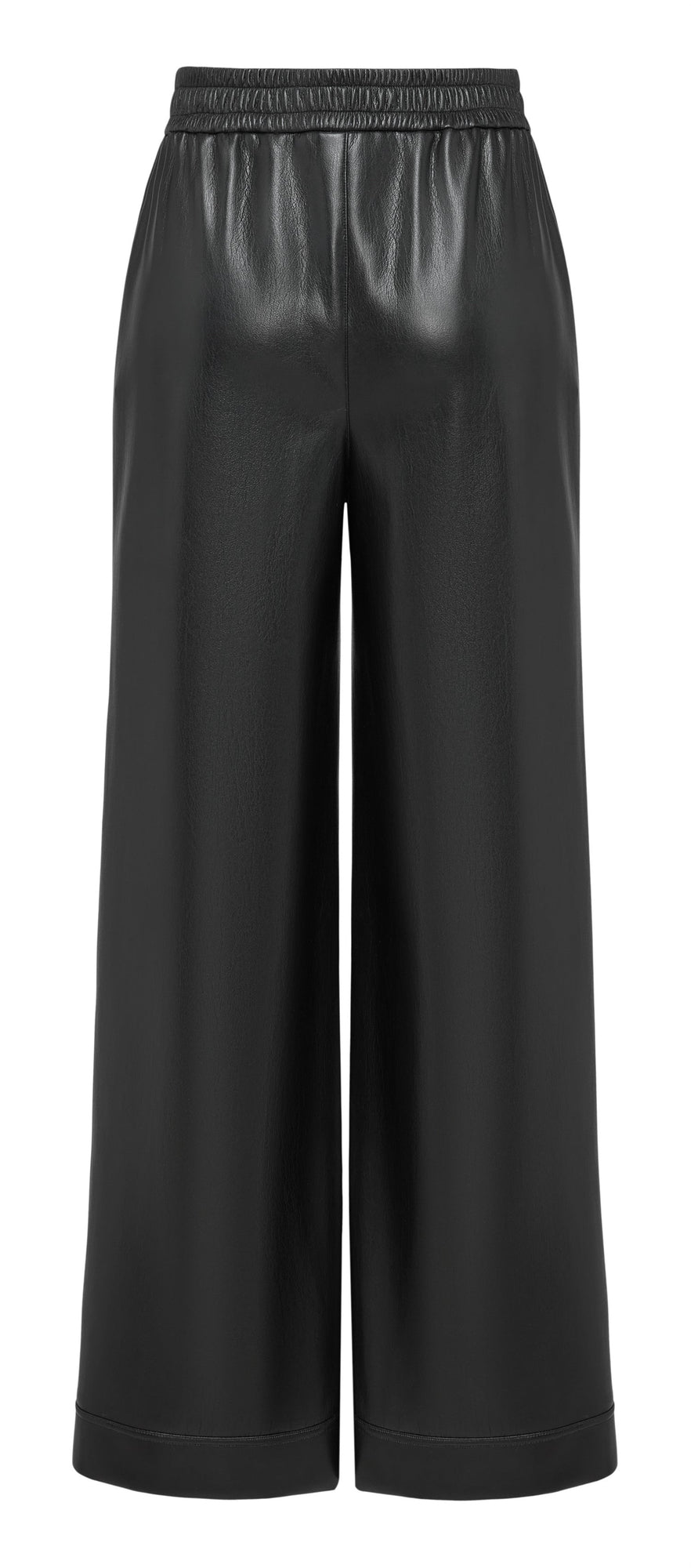Fashion Wide-Leg Leather Pants | Black