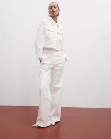 Another Tomorrow Cropped Denim Jacket in White – Denim Women's Jacket
