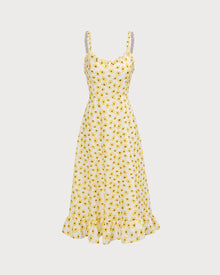 The Yellow Daisy Ruffle Midi Dress Dresses - RIHOAS