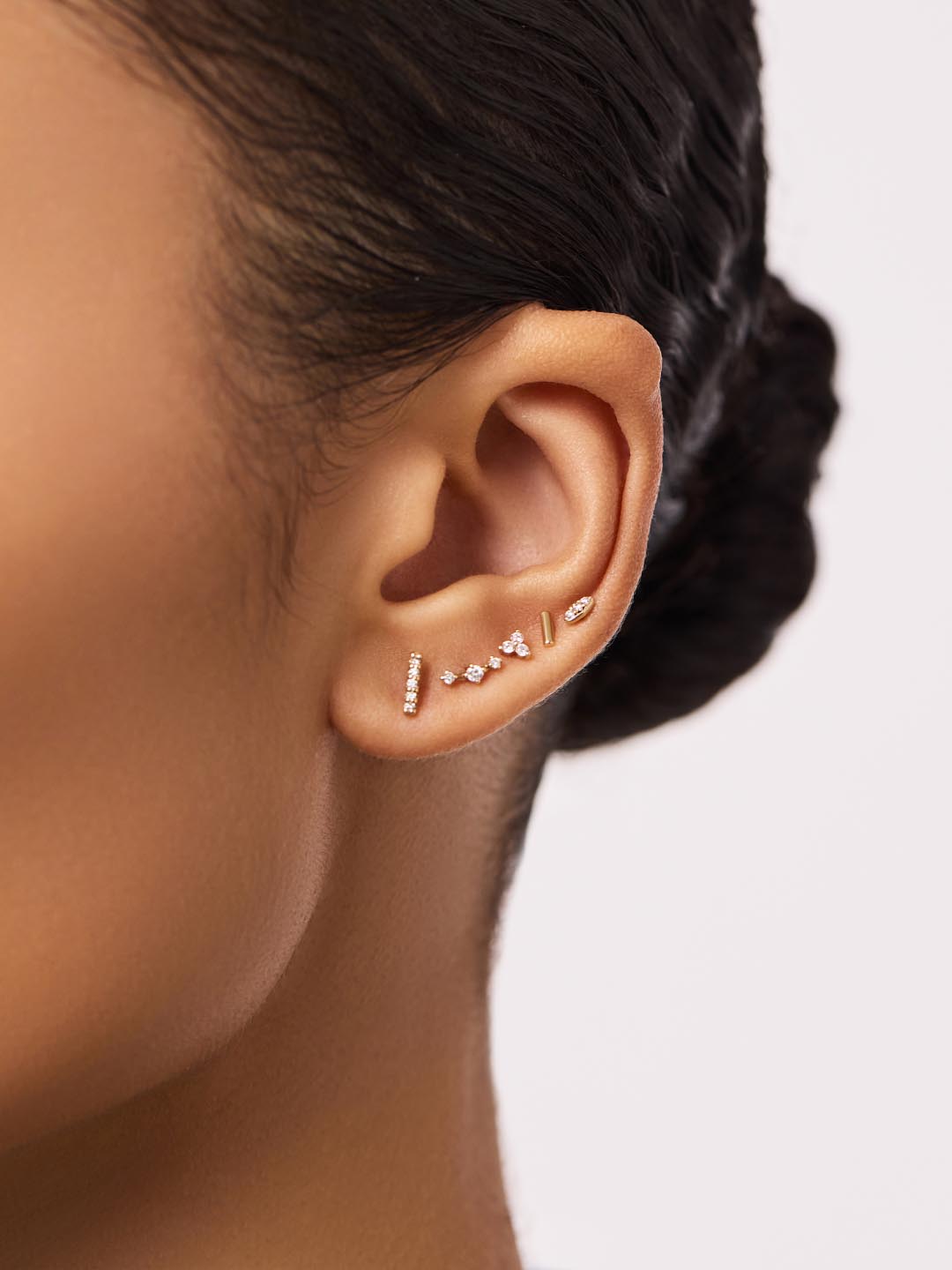 Pave Bar Stud Earrings | 10K Solid Gold | 0.07 CTW Diamonds