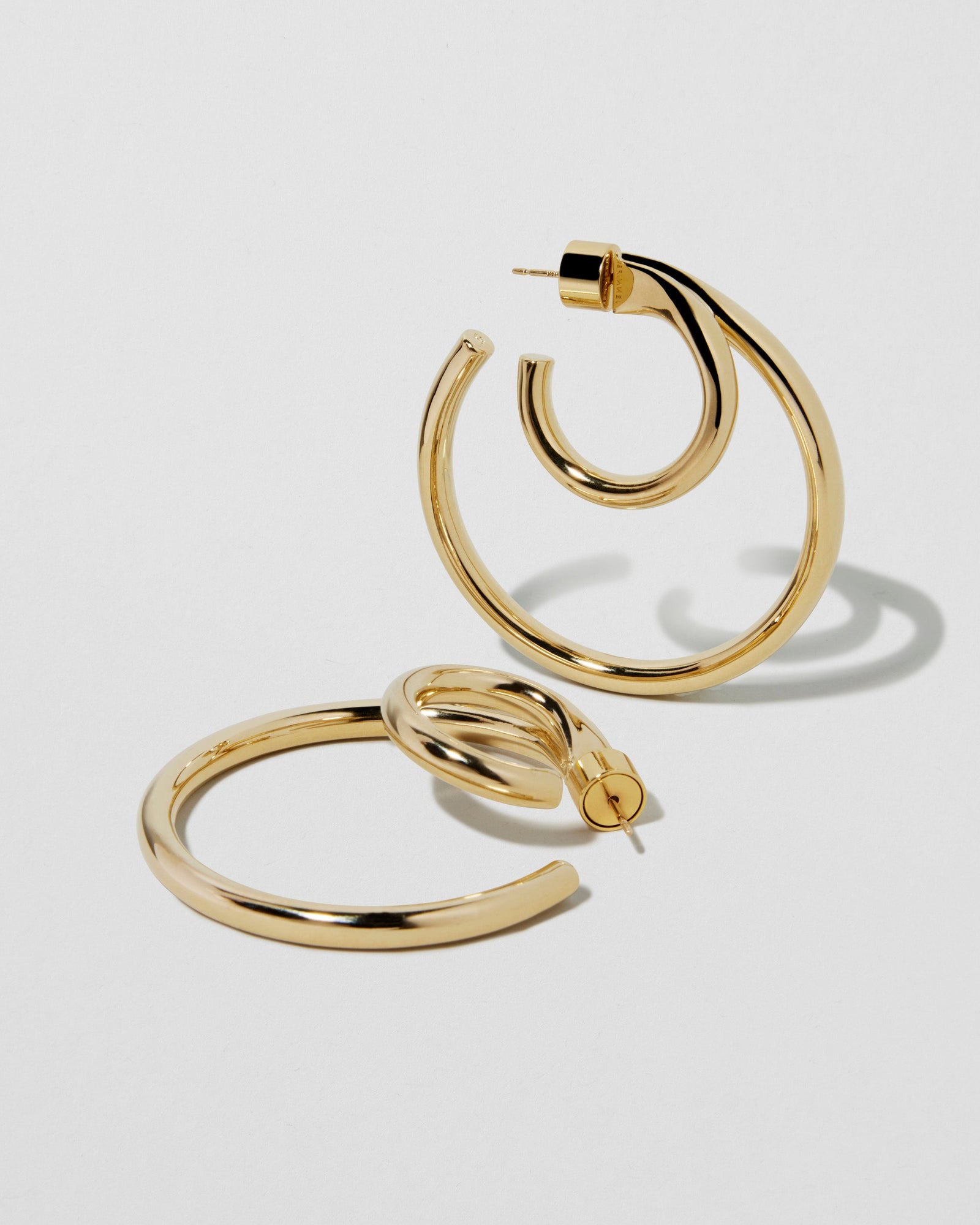 1.5" Double Lilly Baby Hoops earring - front view | gold hoop earrings