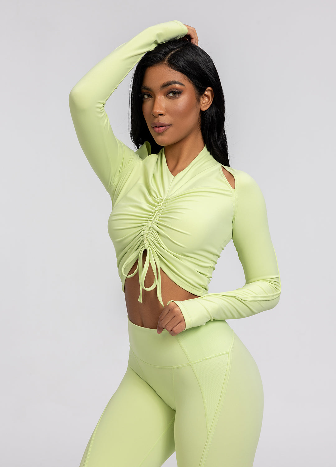 Drawstring Crop Top | Cool Matcha