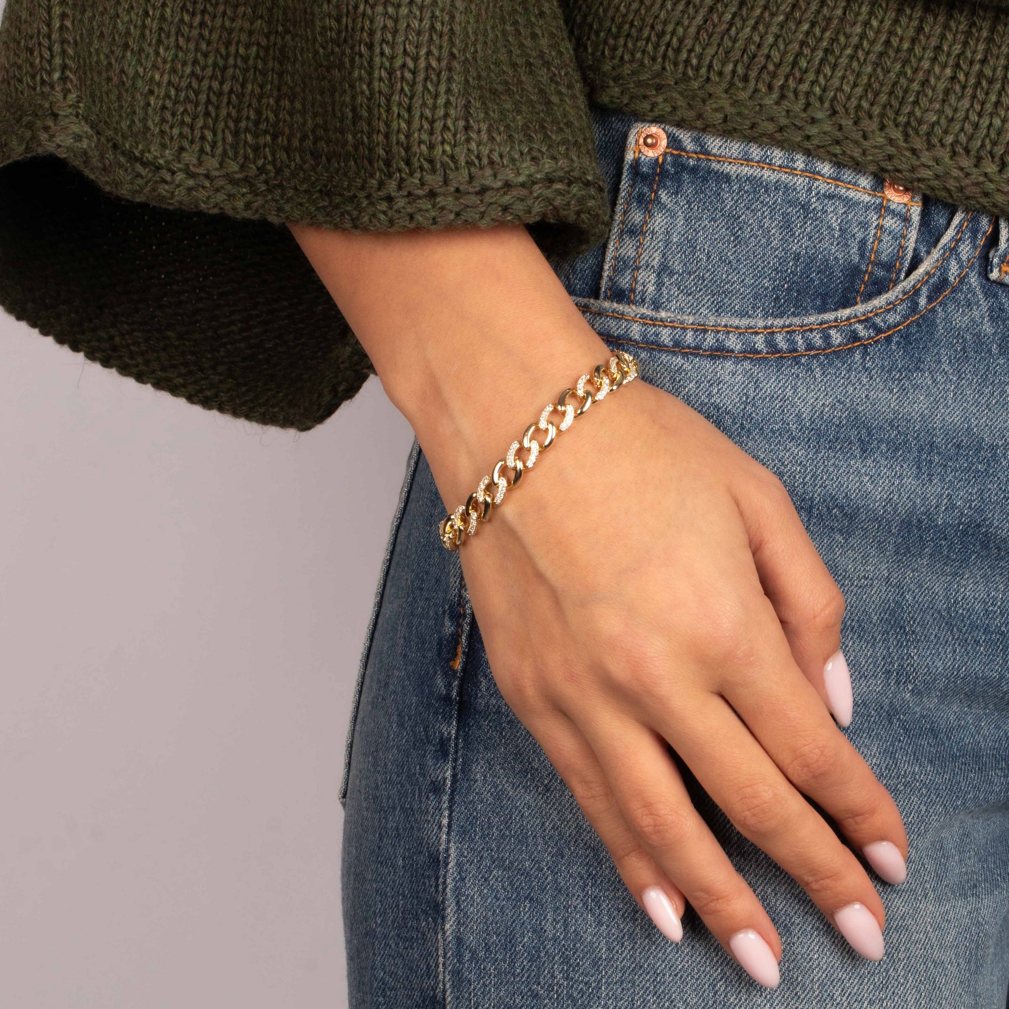 CZ Curb Link Statement Bracelet - Adina's Jewels