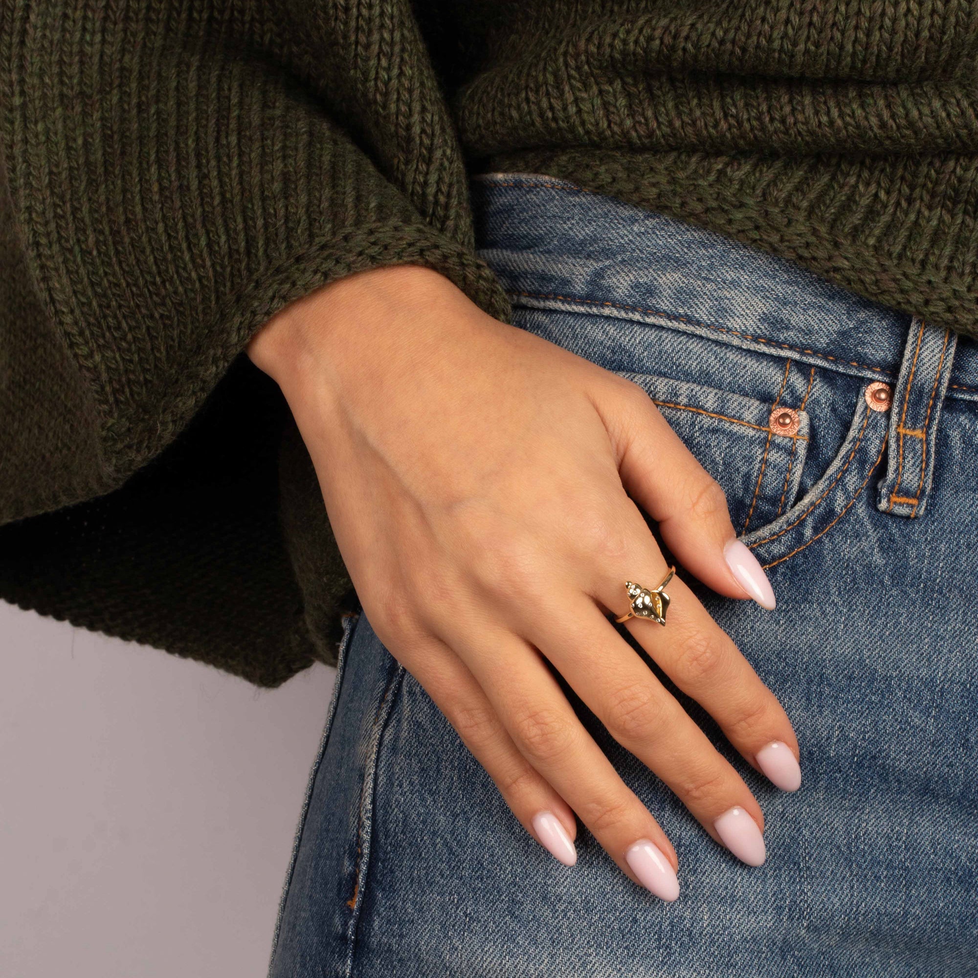 CZ Conch Shell Ring - Adina's Jewels