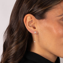 Floral Diamond Chain Drop Earrings 14K - Adina's Jewels