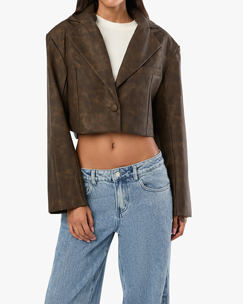 Patina Cropped Blazer | Brown