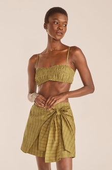 Ruched Bra | Mini Plaid Olive Combo