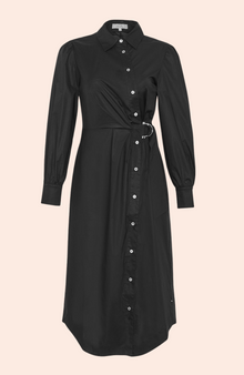 Cotton Poplin Asymmetrical Shirt Dress | Black