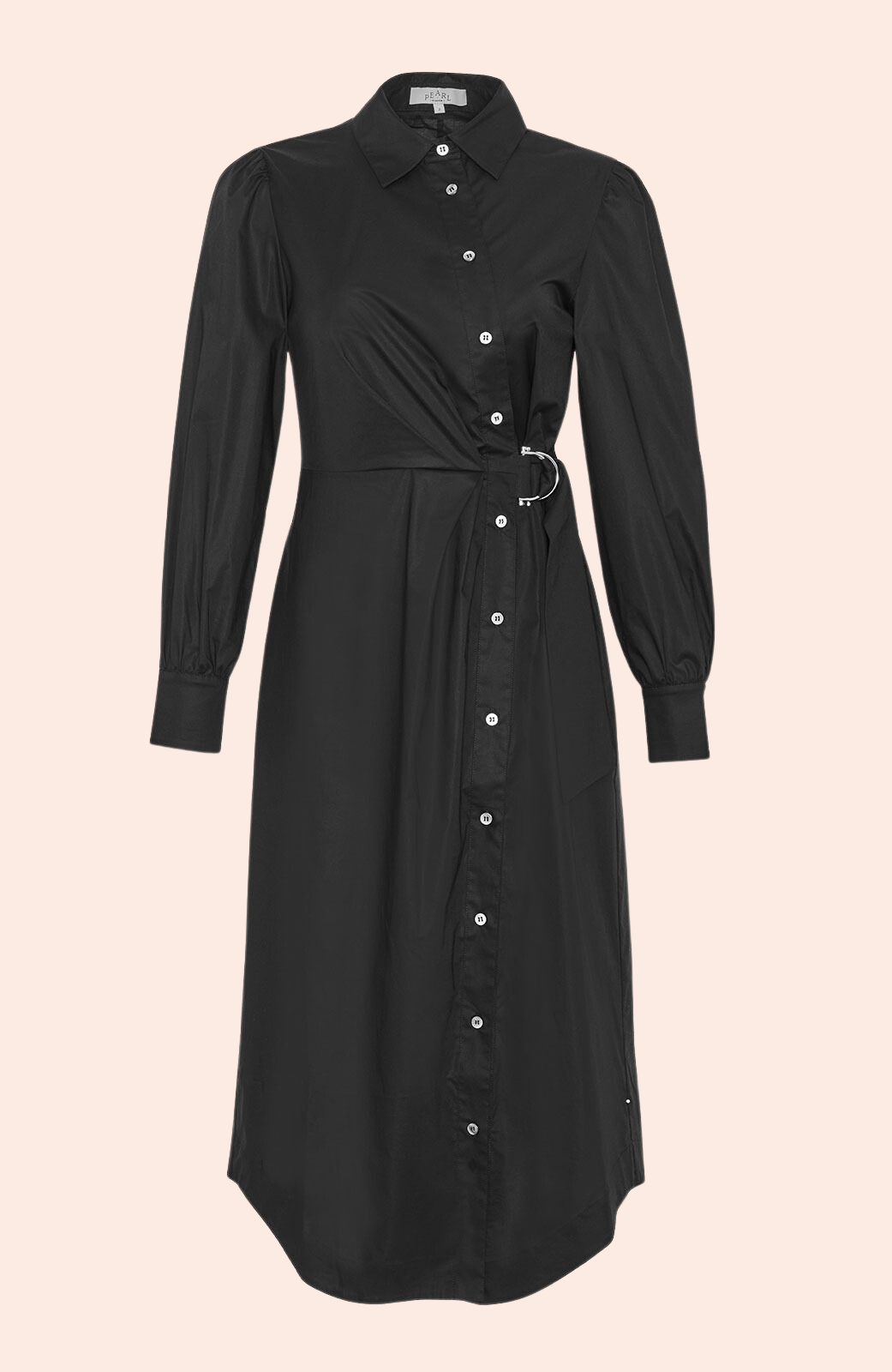 Cotton Poplin Asymmetrical Shirt Dress | Black