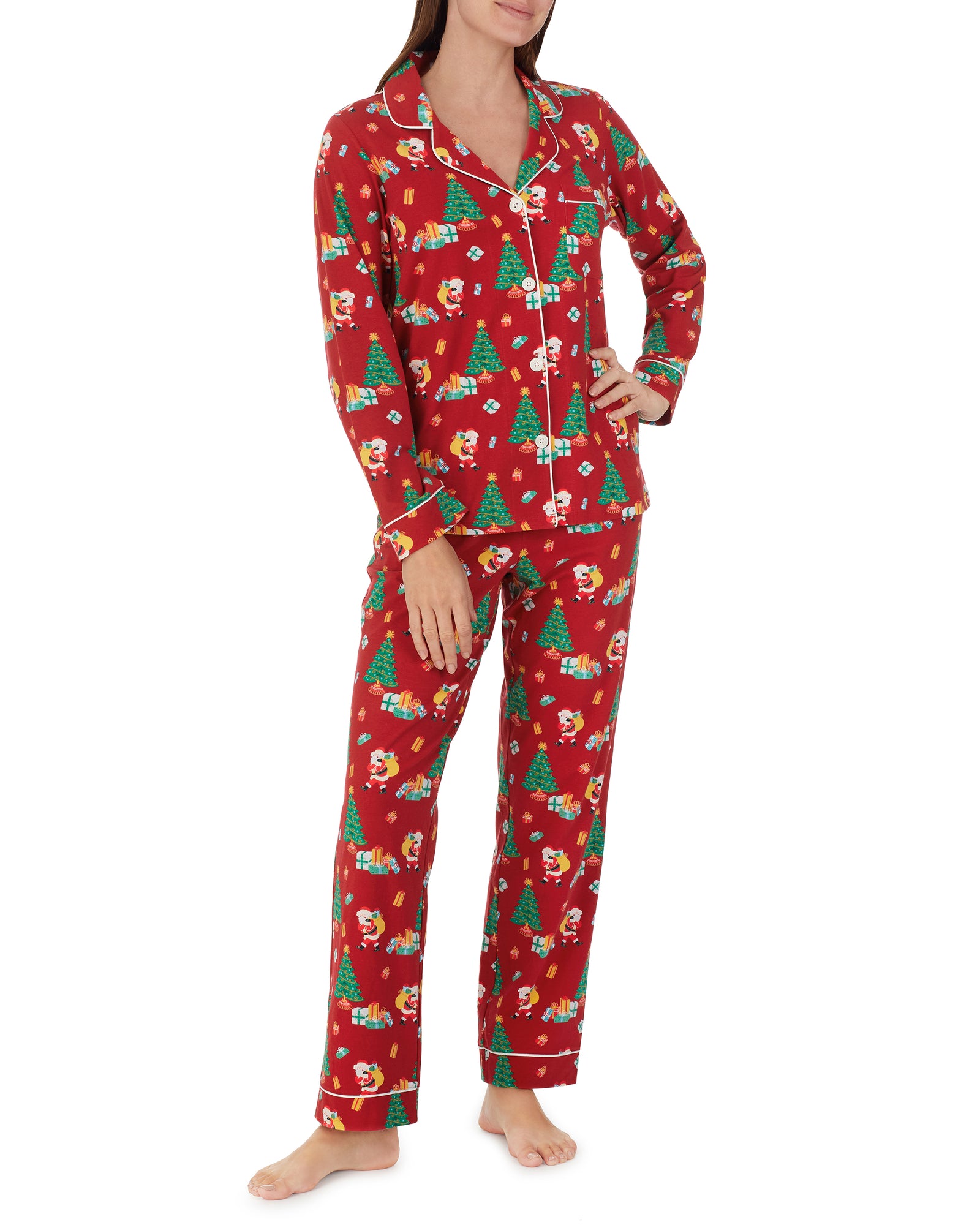 Women's Secret Santa Long Sleeve Classic Stretch Jersey PJ Set