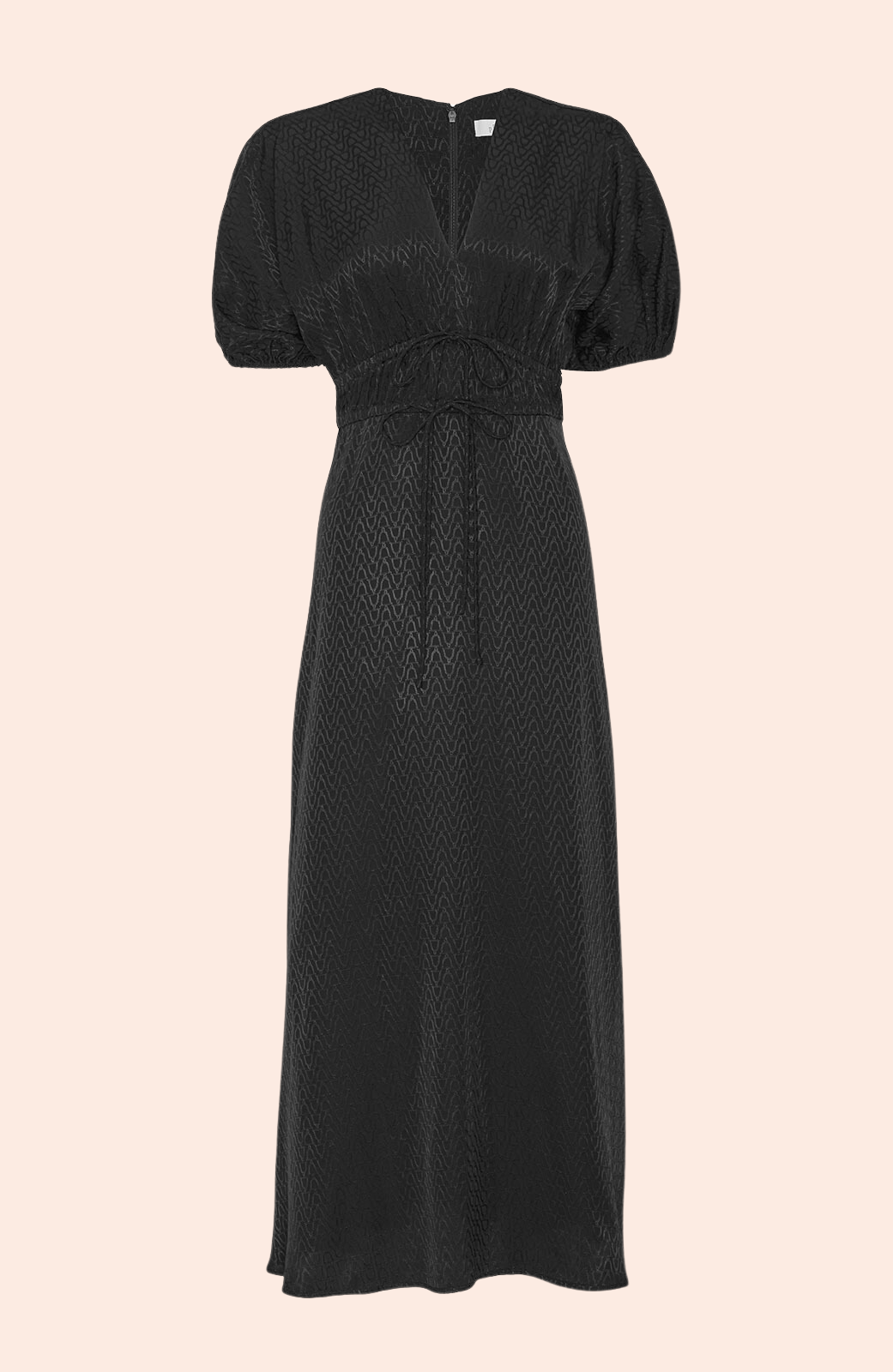 Equestrian Jacquard V-Neck Midi Dress | Black