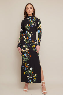 Ava Dress | Black Pressed Flower