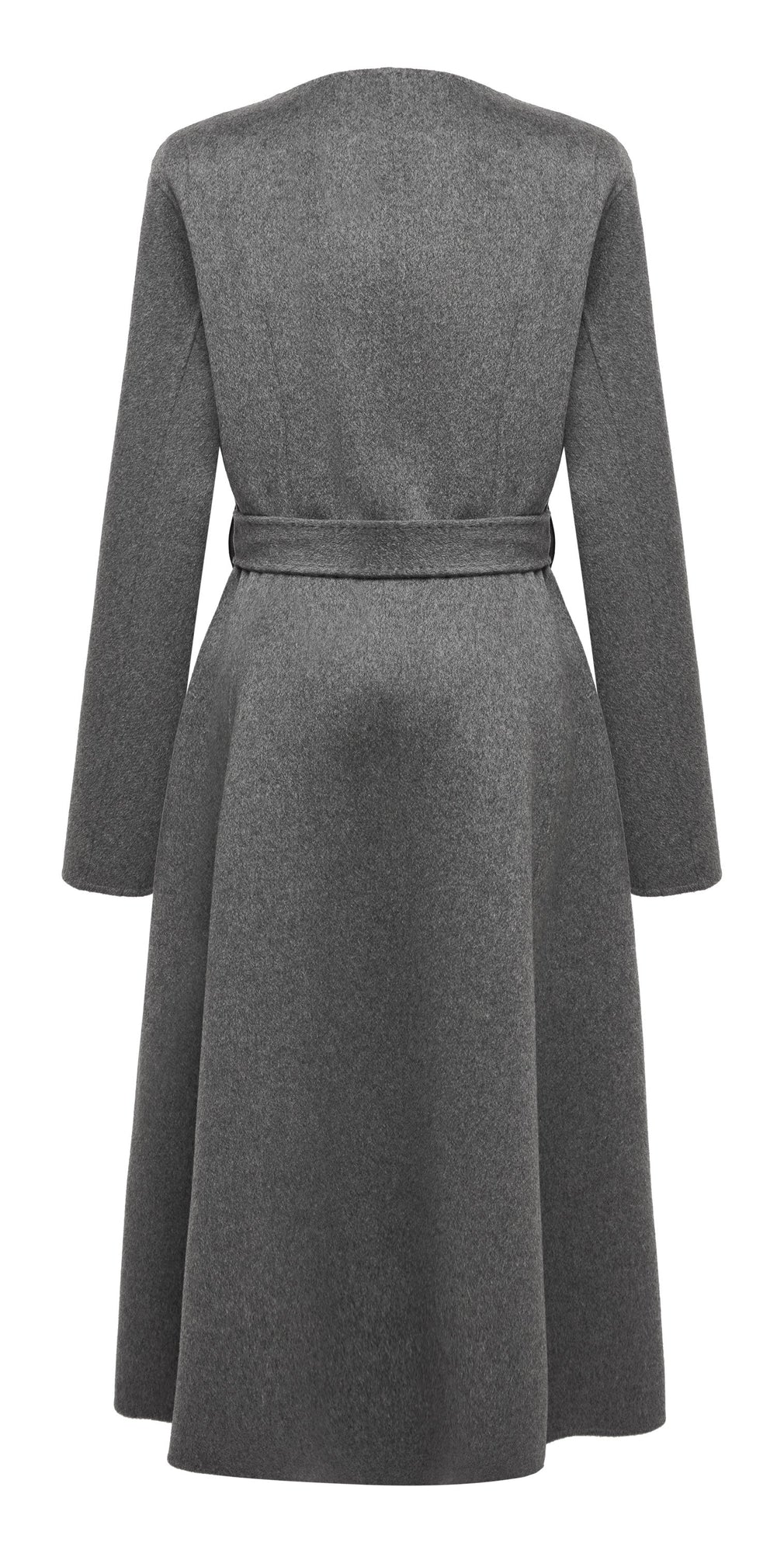 Belted Long Coat with Faux-Fur Collar | Grey