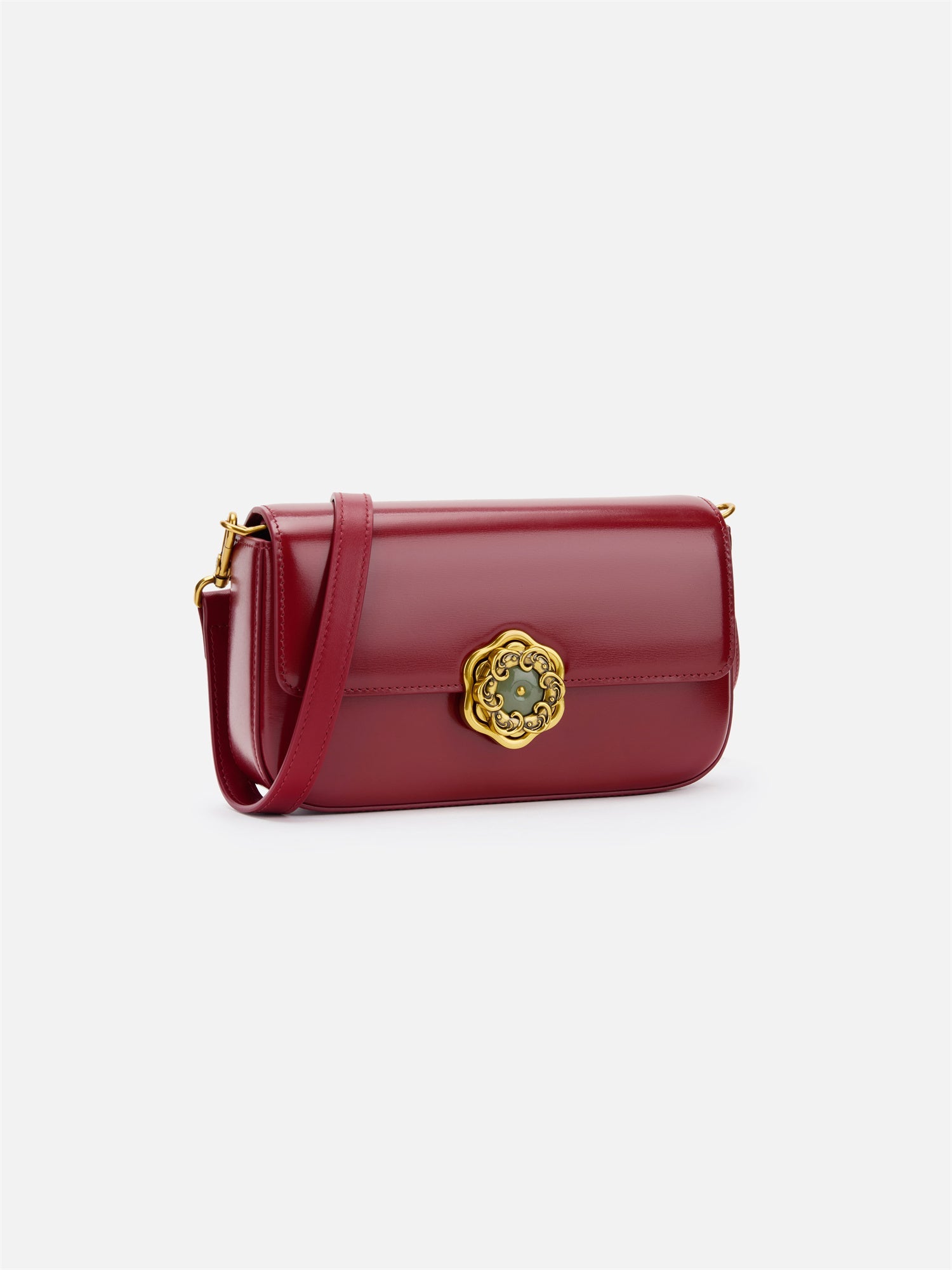 Hetian Jade Rotating Peony Button Bag | Brown