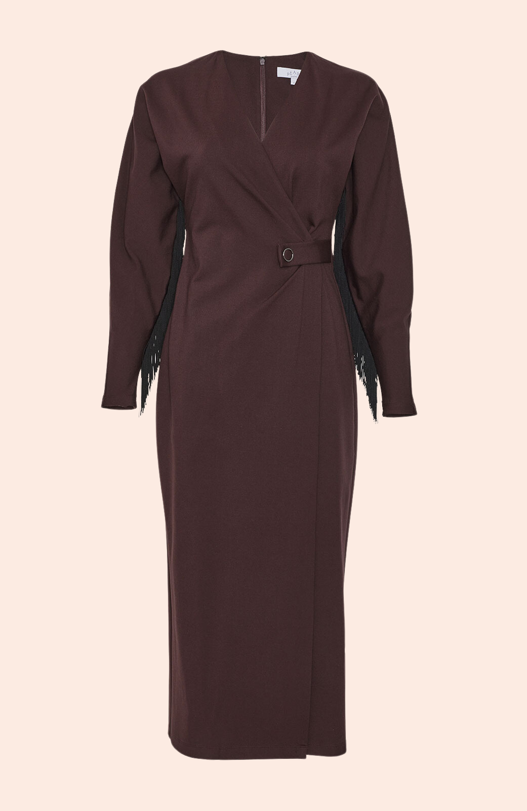 Ponte Fringe Detail Wrap Dress | Chocolate