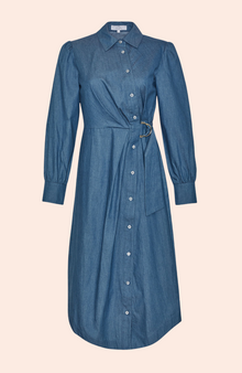 Chambray Asymmetrical Shirt Dress | Blue