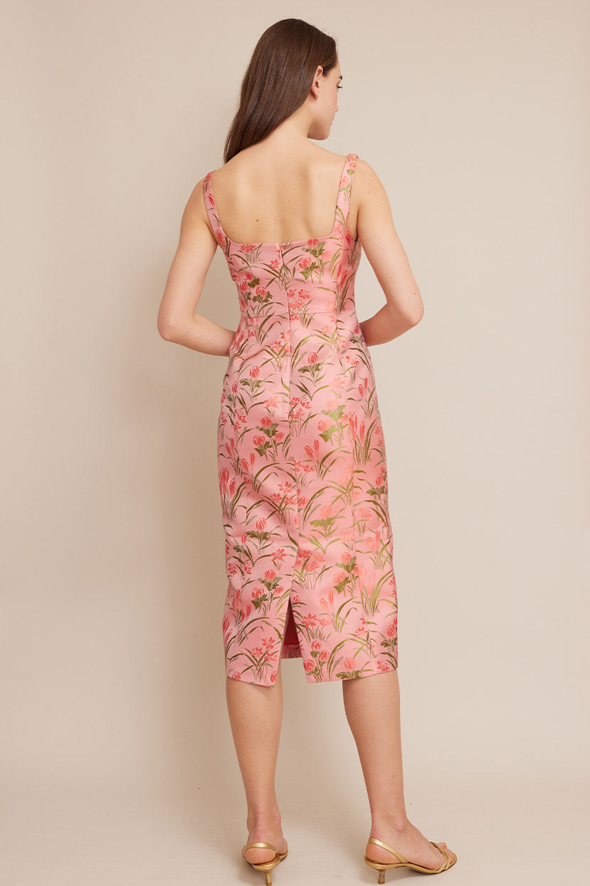 Carlie Dress | Pink Jacquard