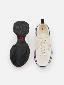 Thick-Soled Knitted Sports Shoes | White