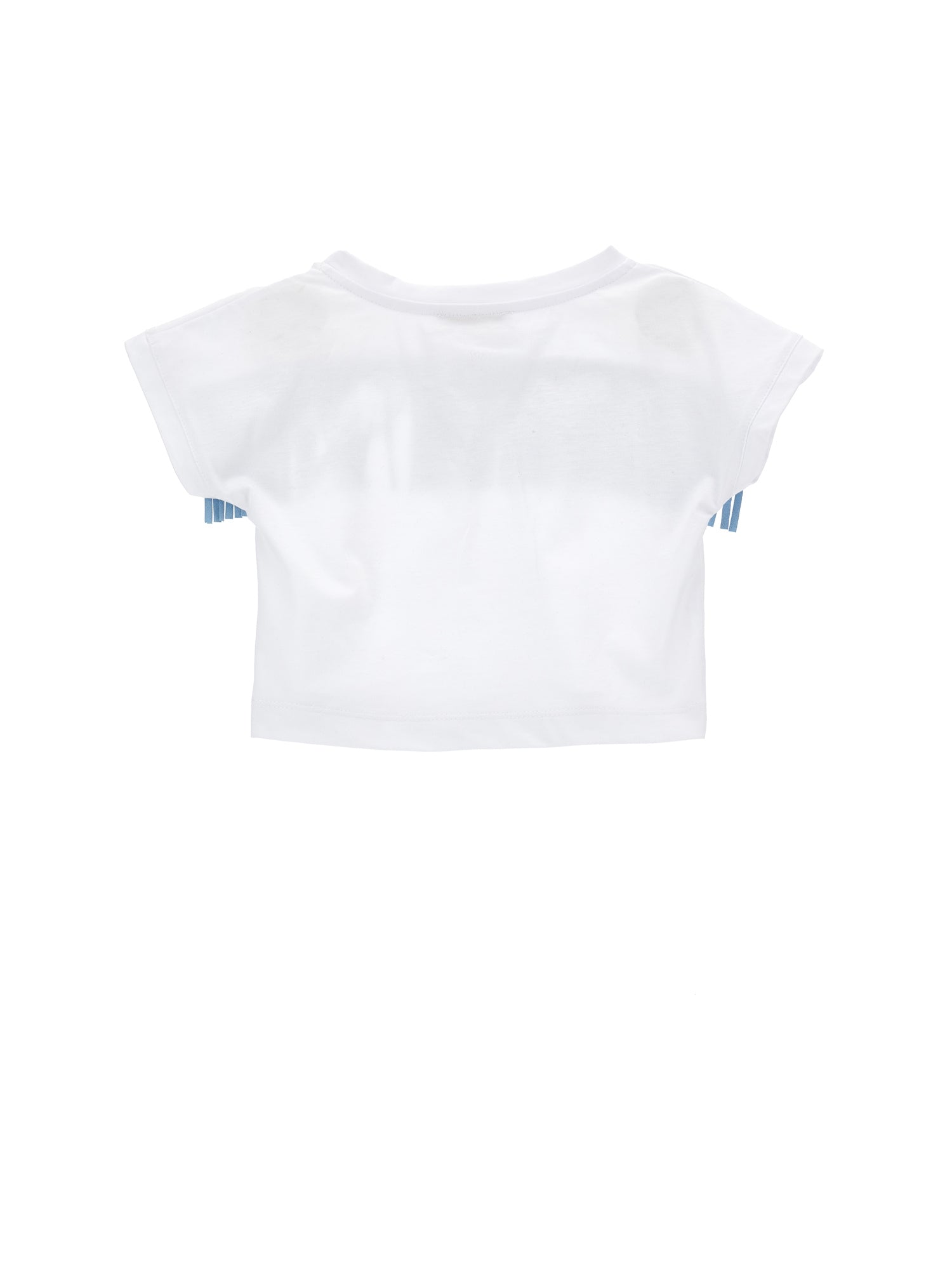 Girls | Fringed Organic Cotton T-Shirt | White/Sky Blue
