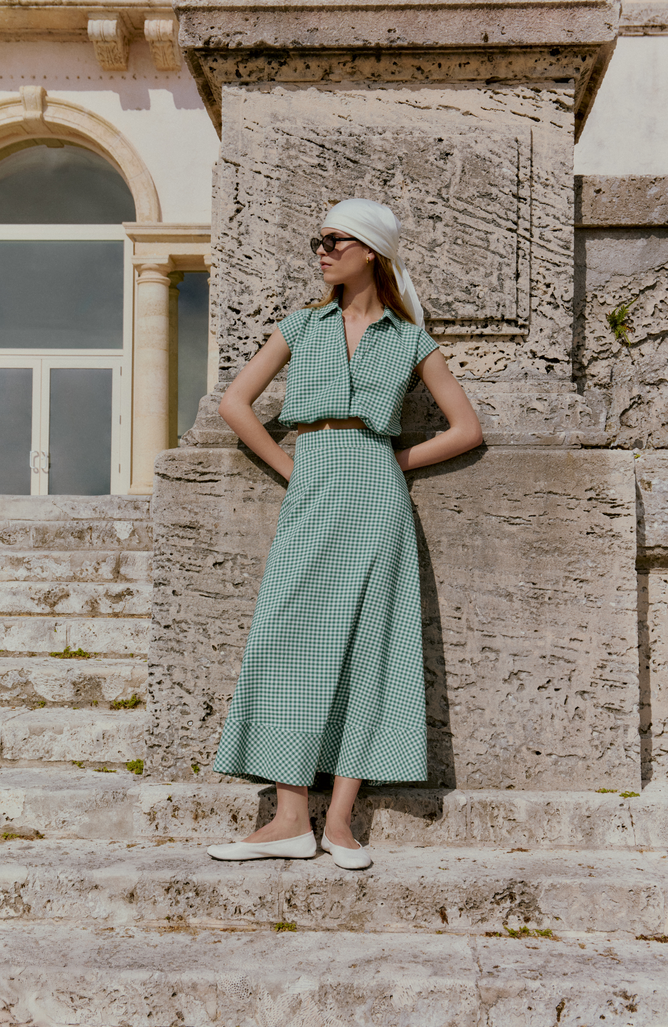 Stretch Plaid Skirt | Green